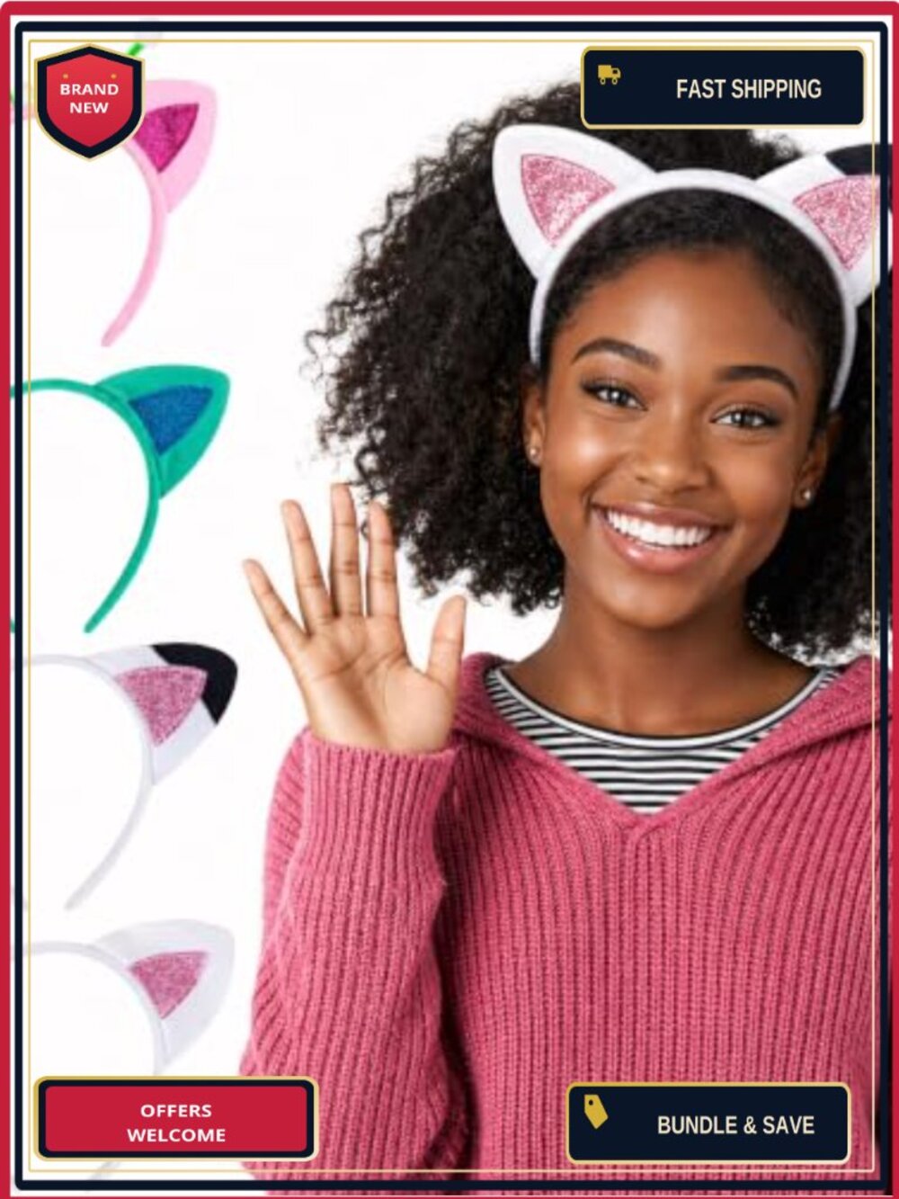 4Pcs Cat Ears Headbands Soft Flannel Costume Party Hair Accessories